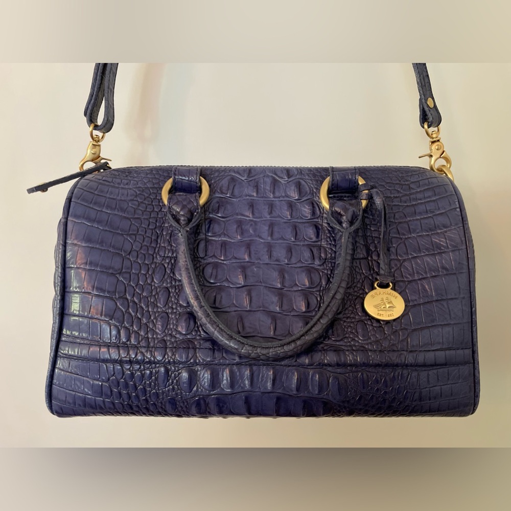 Brahmin blue Melbourne Stacy crossbody satchel. EUC.